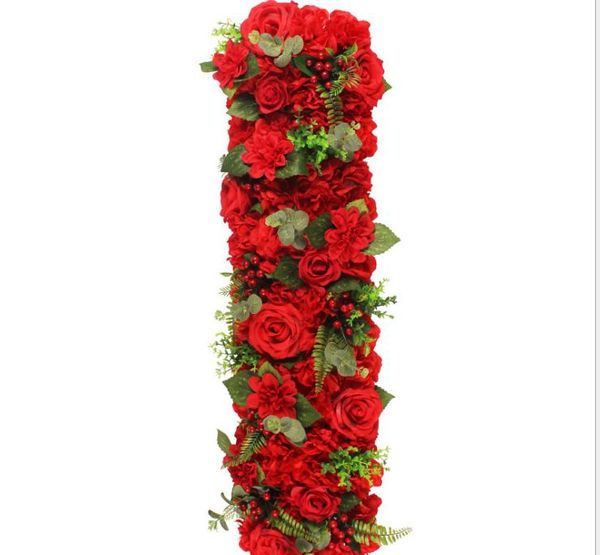 2021 25 * 100 cm Elegant Flor Artificial Fileiras Casamento Centerpieces Estrada Citado Flor Table Runner Decoração Suprimentos Grátis