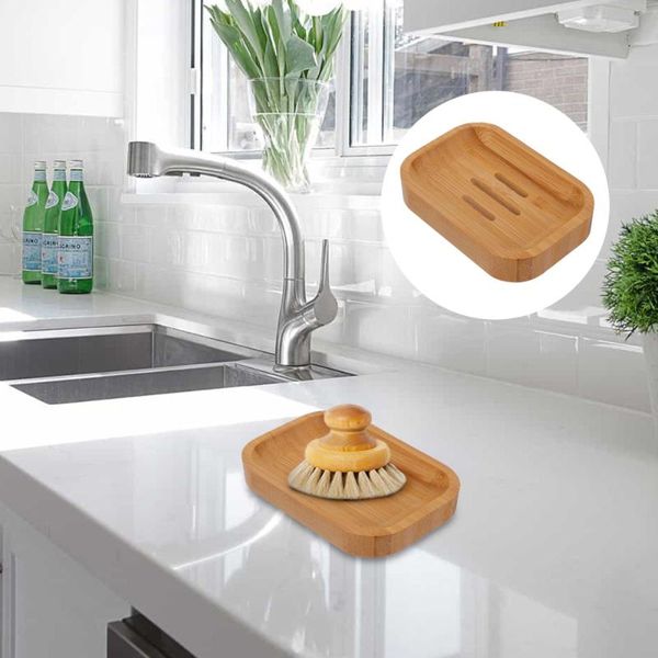 

soap dishes 1pc bamboo containers draining cases home bathroom holder tray