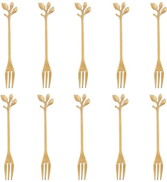 

forks layl golden leaf fruit fork, creative tableware, dessert mixing spoon, spoon