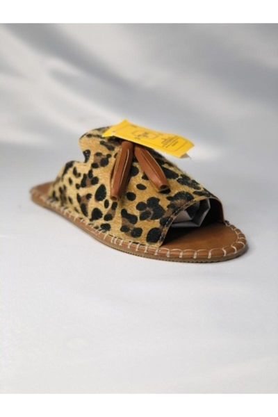 

slippers lady casual leopard pattern tassels, Black