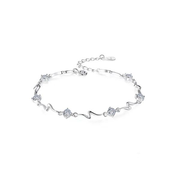 

silver material does not fade, allergic, factory direct ocean heart-shaped bracelet handmade jewelry female models link, chain, Black