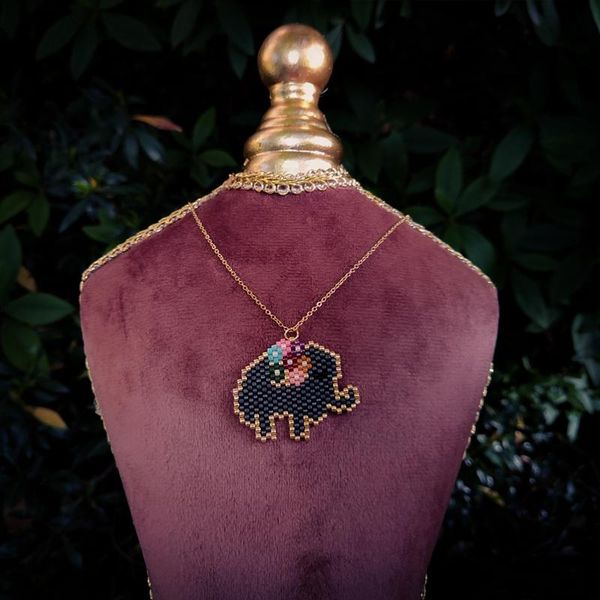 

pendant necklaces fairywoo cute elephant necklace handmade girl stainless steel sweet wholesale muyuki bead jewelry, Silver
