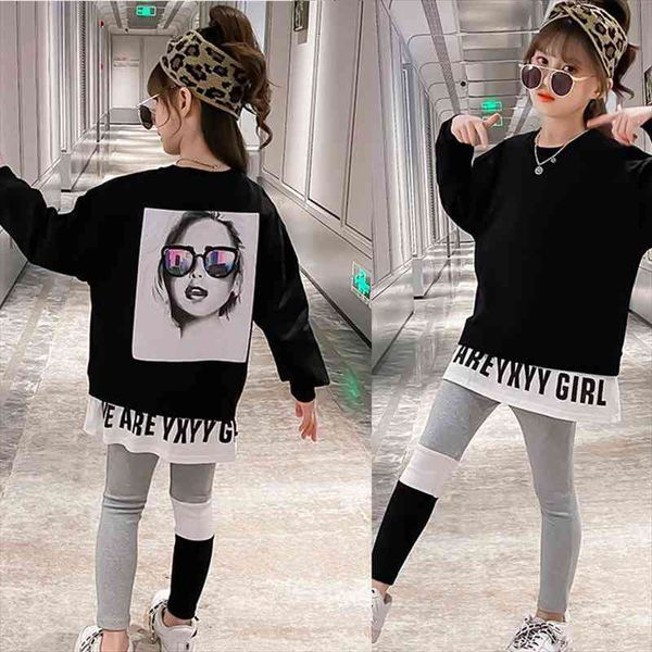 

kids clothes sets girls autumn clothing teens casual big childrens sweater pants fashionable sports suits 4 5 7 9 11, White