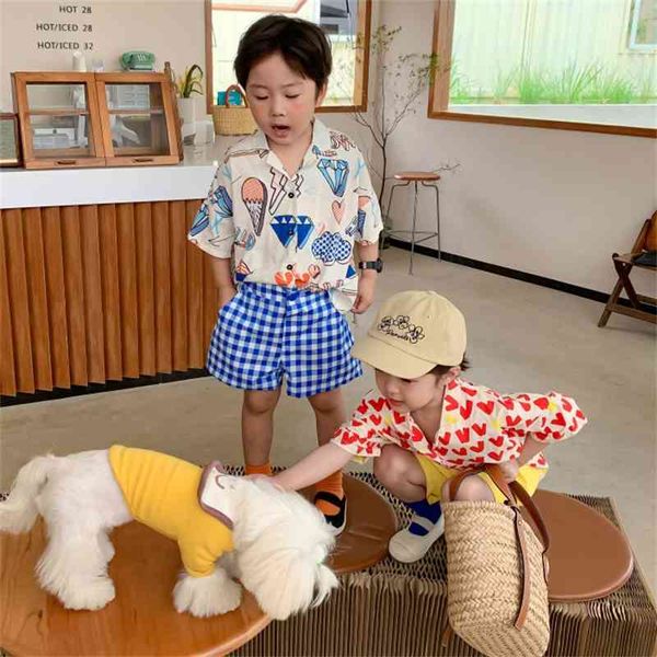 

boys and girls fashion heart blouses kids korean design blouse 210528, White;black