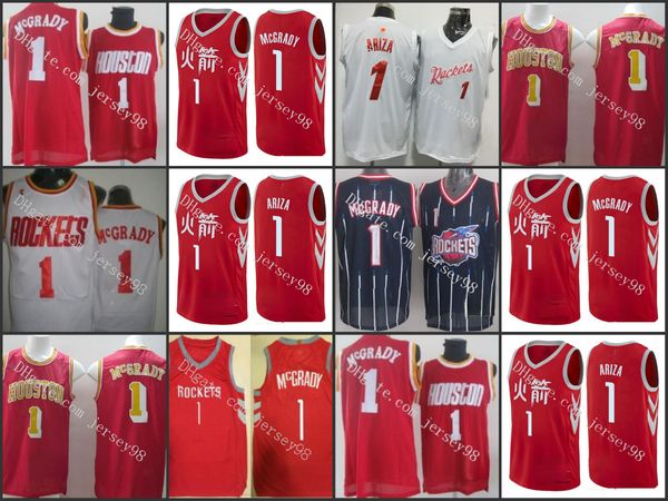 

houstonrockets men #1 tracy mcgrady ariza men retro basketball jersey, Black