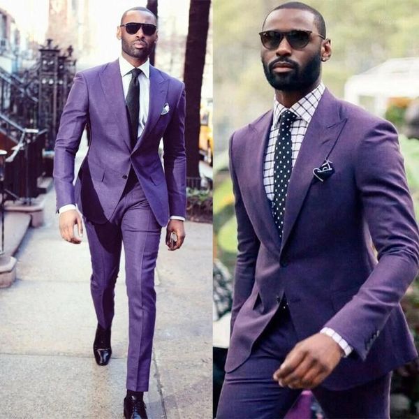 

men's suits & blazers yiwumensa purple mens groom wear jacket with pants 2 pieces slim fit smoking business formal wedding party prom t, White;black