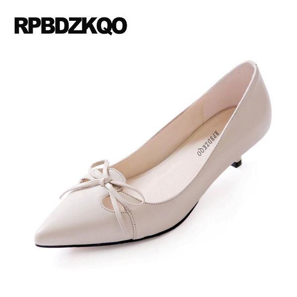 

dress shoes 2021 pumps kawaii work beige size 33 4 34 high heels kitten bow ladies low medium pointed toe summer china fashion, Black