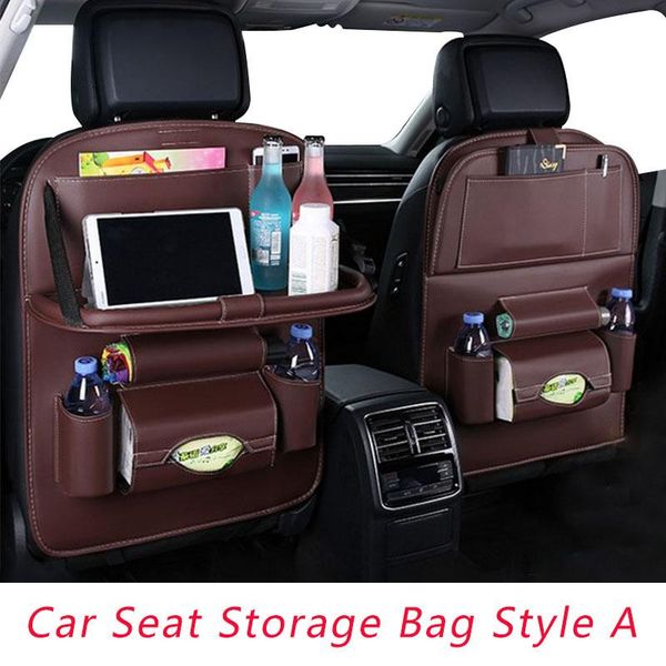 

car organizer back seat storage box for trunk pocket pouch pu leather foldable table tray tourist bag