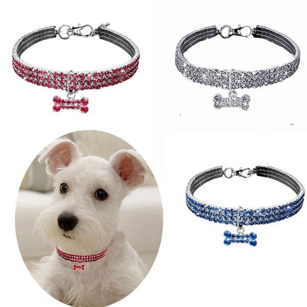 Collari per cani con diamanti Bling Crystal Puppy Pet Shiny Full strass collana solida Taglia per cani di piccola taglia Collare Forniture per animali domestici ZZE5420