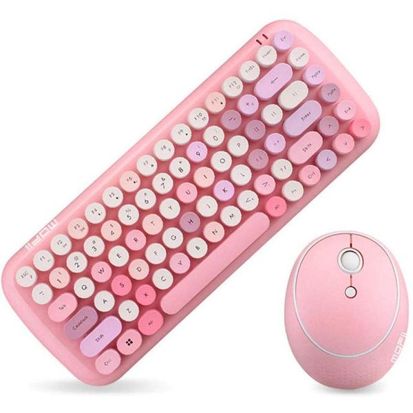 

ferris hand office mini wireless keyboard and mouse set round keycap girl heart mixed color combos