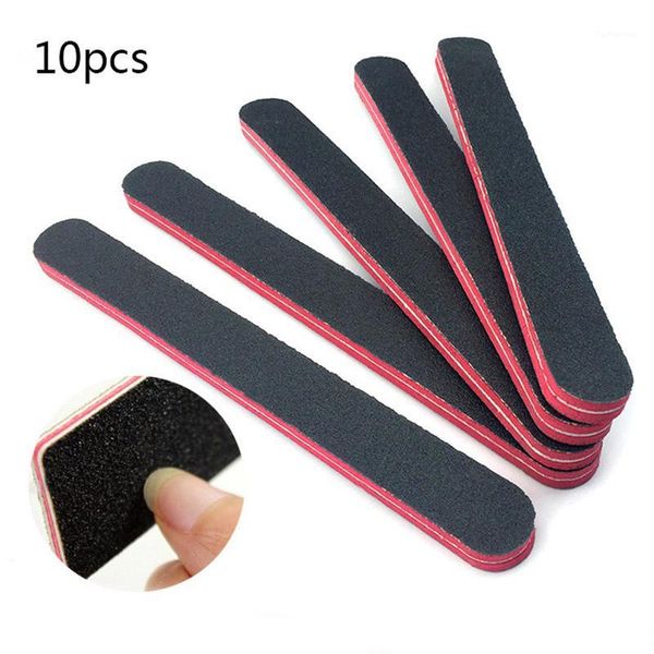 

10pcs super thicken nail files double-sided red heart sponge black sanding strip wear-resistant polishing block tool ty1