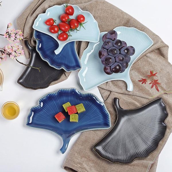 

storage bottles & jars ceramic ginkgo leaf fruit plate counterdecoration dessert pastry home dining tableware kitchen utensil porcelain