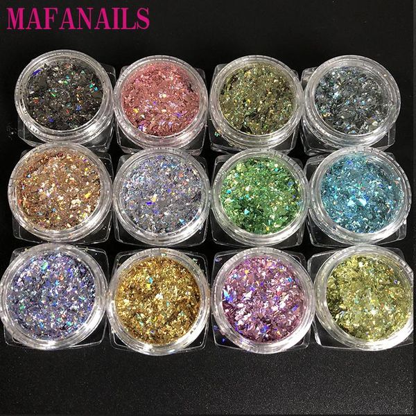 

boxes/lot chameleon ultra-thin nail flakes art glitter holographic scrap colorful peacock diy decoration decorations, Silver;gold
