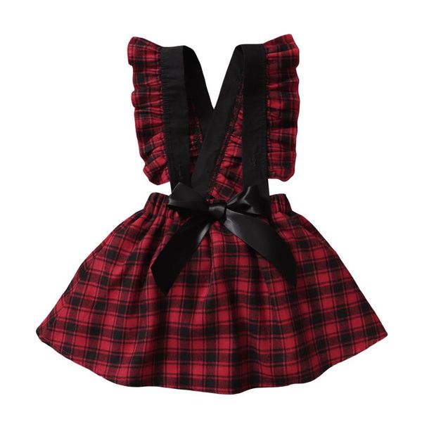 

girl's dresses girls christmas suspender dress, red plaid printed pattern sleeveless 9 months-4 years, Red;yellow