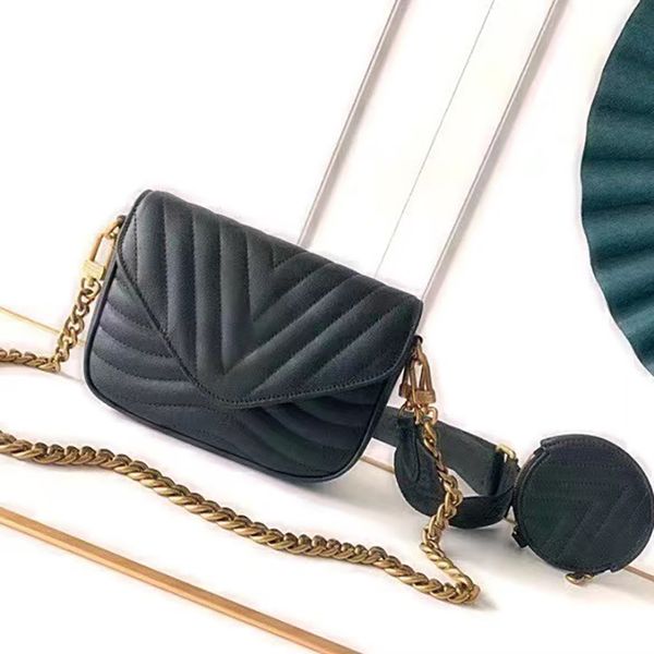 

designer shoulder bags women handbags wave chain purse leather cross body bag lady twin set satchel handbag woman composite tote mini packag