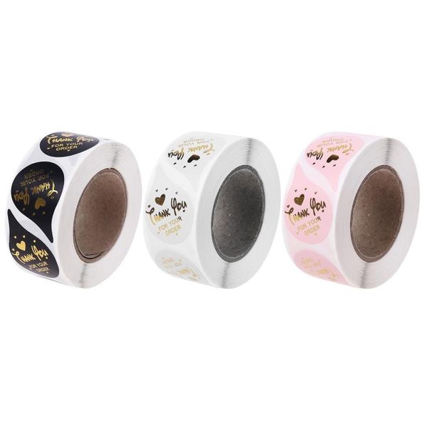 

gift wrap 500pcs heart thank you for your order business sticker bronzing baking packing seal label scrapbooking stationery stickers