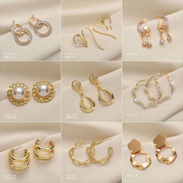 

earrings s925 silver needle female autumn winter indifference earrings korean simple temperament versatile ear accessories, Golden