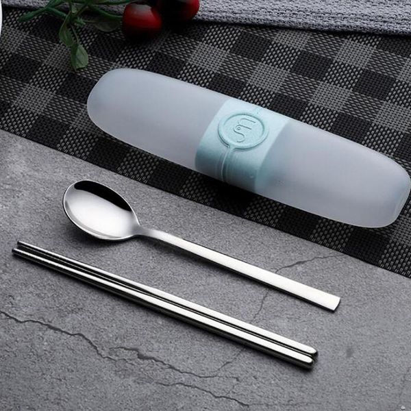 

dinnerware sets portable set stainless steel travel tableware with box for kid picnic cutlery dinner kitchen accessories