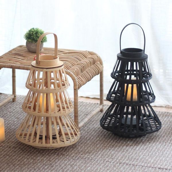 

candle holders vintage creative wooden candlestick home el decoration accessories hand woven wood halloween gift candelabros