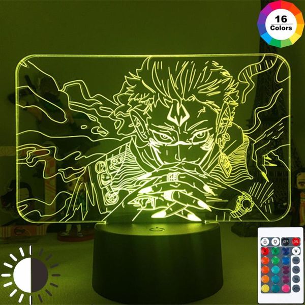 

night lights anime jiu-jitsu kaisen 3d led usb light satoru gojo gift remote control 16 color sensor touch jujutsu drop