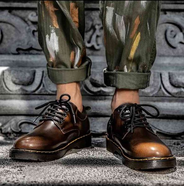 

dress shoes new arrivals men's fashion pu leather flat heels round toe lace-up design style casual daily all match for men kh264 c, Black