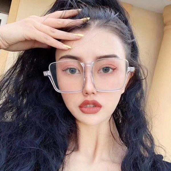 

sunglasses retro large half frame stitches quadrant anti-blue glass european and american fashion women, White;black