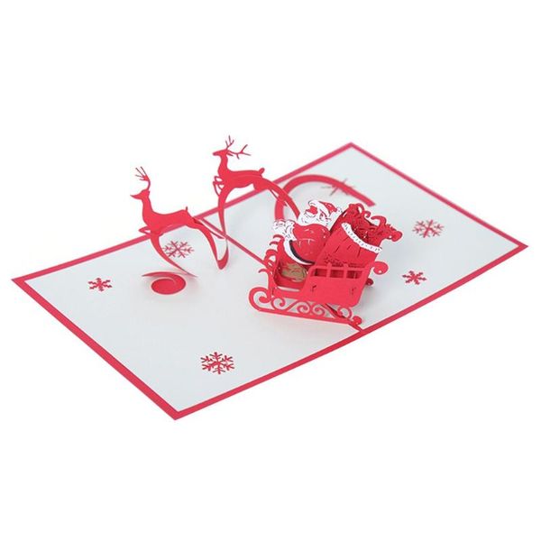 

greeting cards vintage 3d up christmas dancing elk santa's merry series invitation anniversary souvenirs