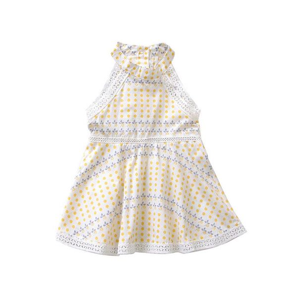 

girl's dresses cute girls summer sleeveless print dot knee-length dress toddler kids baby brief clothes 2-7y, Red;yellow