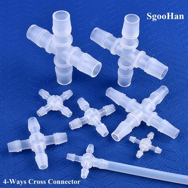 

watering equipments 5~200pcs 2.4~12.7mm plastic cross connectors garden irrigation equal dia 4-ways joint aquarium tank air pump hose pagoda