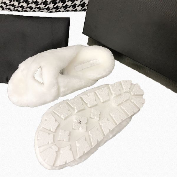 

winter women slippers wool warm fur slipper house outside show style splicing autumn womens slides ladies hollow sandals midsole thick botto, Black