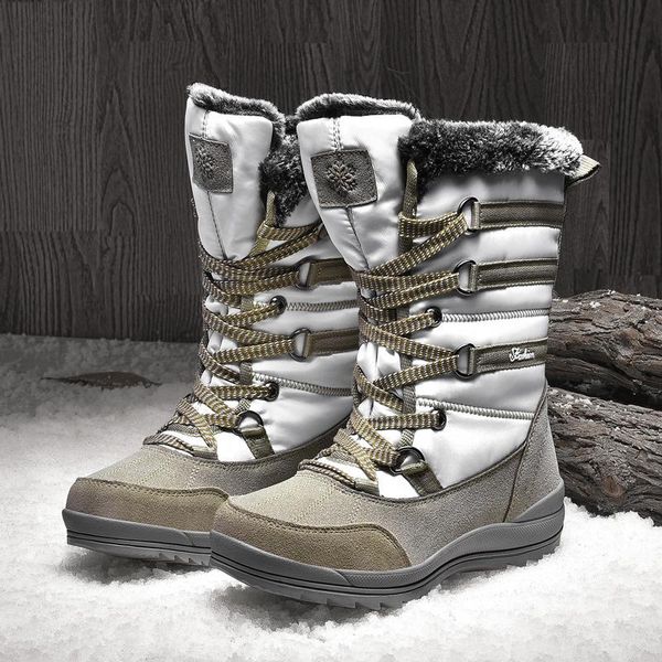 

boots women's casual female snowfield sport shoes fashion winter warmth woman sneakers plus velvet middle tube zapatos de mujer, Black