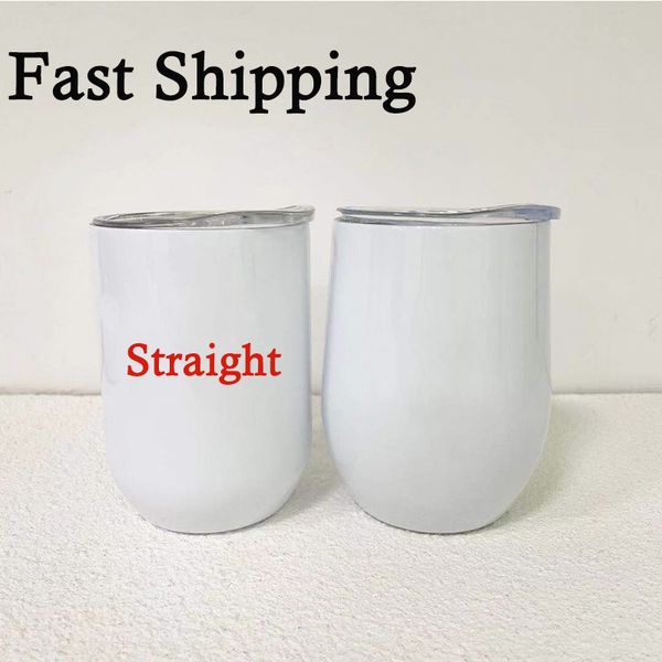 

12oz sublimation straight wine tumbler mug stainless steel stemless egg cups vacuum beer glass with seal lid