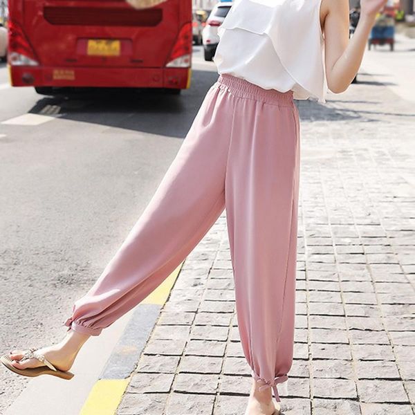 

spring summer fashion korean style wild loose high waist casual nine point pants 2021 women's & capris, Black;white