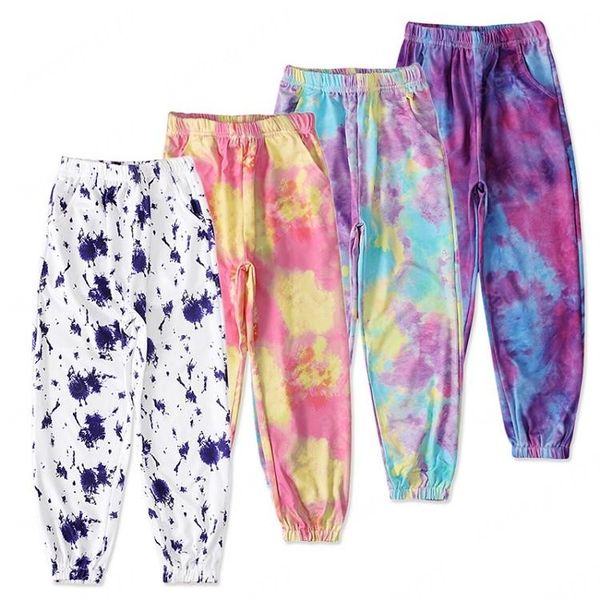 

tie dye girls long pants kids trousers spring autumn children casual pant, Blue
