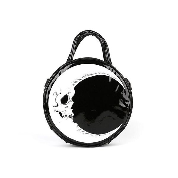 

evening bags dark moon skull gothic design women handbag halloween punk designer casual tote bag female shoulder retro pu leather 2021