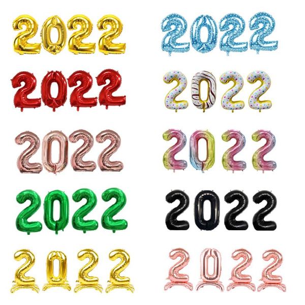 

party decoration 32inch 2022 number foil balloons rainbow green figure helium balloon digit globos year christmas decorations