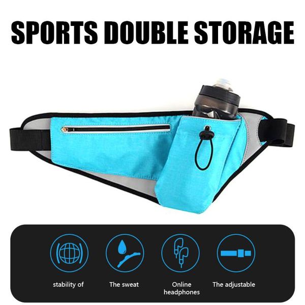 

outdoor bags sports waist bag waterproof phone belt travel running fanny pack water bottle storage pounch for men women blue