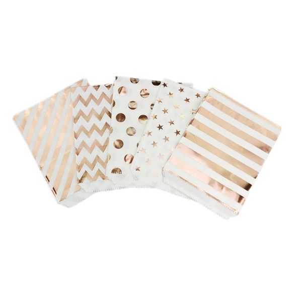 

gift wrap 25pc/stks bags papieren pouch rose goud papier voedsel veilig zakken verjaardag wedding party gunsten verpakking