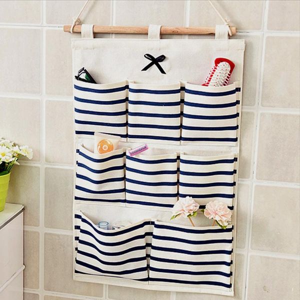 

kitchen and bathroom organizing storage bag bowknot multifunctional hanging cotton linen type boxes & bins