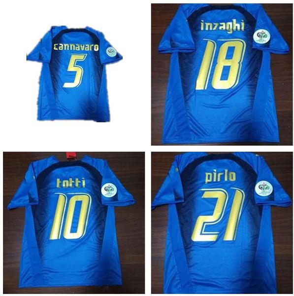 

retro soccer jersey 2006 world cup #10 totti #3 grosso #5 cannavaro short sleeve home blue soccer shirts #7del piero #21 pirlo #18 inzahji f, Black;yellow