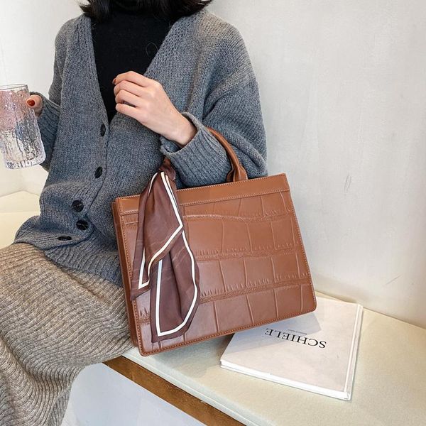 

stone pattern totes fashion crossbody shoulder handbags fall and winter female luxury trend bag beautiful scarf designer cross body