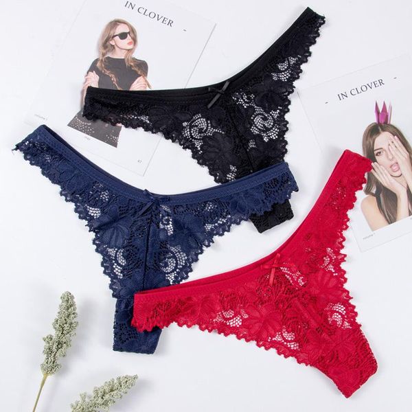 

women's panties women briefs lingerie lace g string underwear female t-back hollow out thong embroidery transparent size -xl, Black;pink