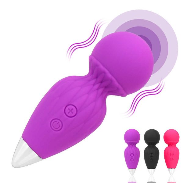 Articoli per massaggi Mini stimolatore del clitoride Potente vibratore con asta AV Bacchetta magica a 10 frequenze Giocattoli erotici per donna sexy adulta