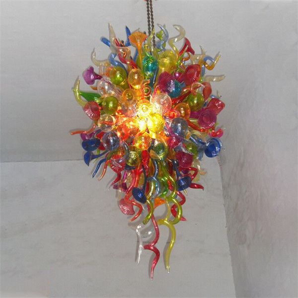 

Modern Lamps Chandeliers Led Pendant Lights Multi Colored 100% Hand Blown Glass Unique Design Chandelier 60cm Wide and 120cm High for Home Living Room Decoration