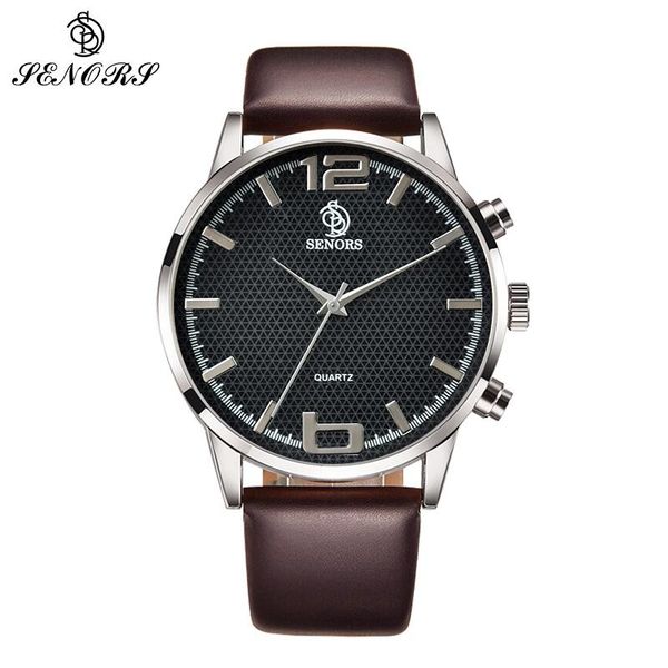 

wristwatches fashion wrist watch mens leather bracelets men's presents for men year gifts sports large dial, Slivery;brown