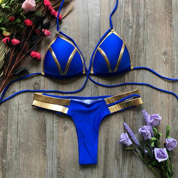 

women's swimwear women padded bra print bikinis push-up bandage bikini set swimsuit halter bathing mujer 2021 #t1g, White;black