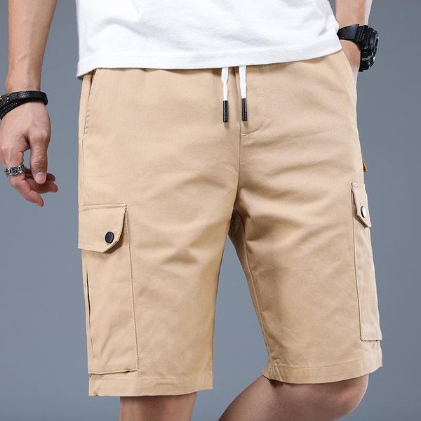 

summer men's fashion casual khaki shorts multi-pocket tooling black army green five-point pants m-3xl, White;black