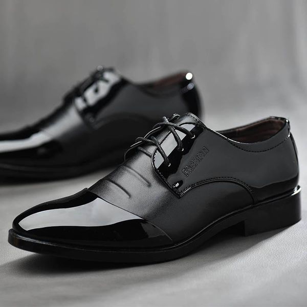 

dress shoes men's business low heels flat wedding casual zapatos, Black