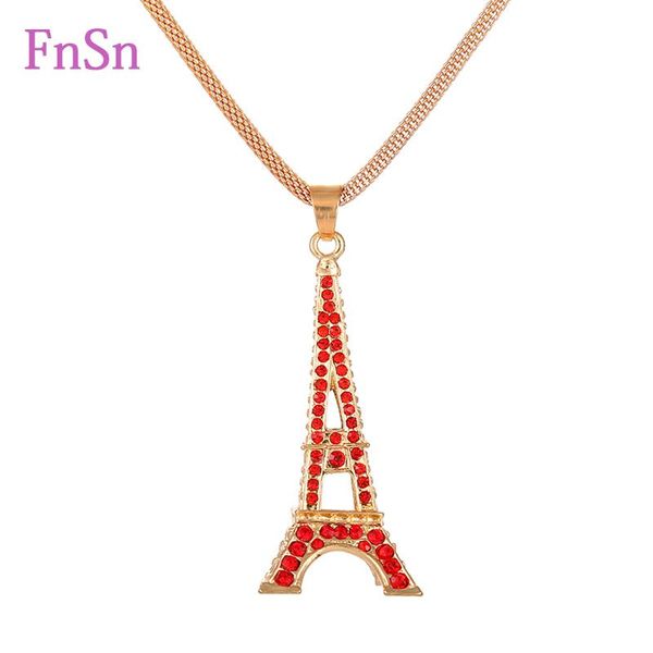 

pendant necklaces 2021 fashion necklace women jewelry european and american style eiffel tower long gold colour zinc alloy wholesales, Silver