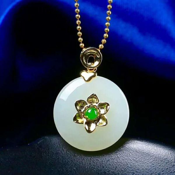 

lockets hetian baiyu silver inlay pendant white jade an h3#